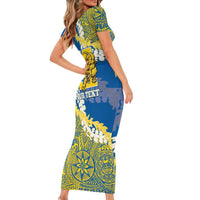 Personalized Kaiser Hawaii High School Short Sleeve Bodycon Dress Puakenikeni Lei Hawaiian Pattern LT14 - Polynesian Pride