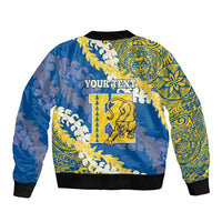 Personalized Kaiser Hawaii High School Sleeve Zip Bomber Jacket Puakenikeni Lei Hawaiian Pattern - Polynesian Pride