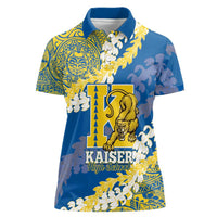 Personalized Kaiser Hawaii High School Women Polo Shirt Puakenikeni Lei Hawaiian Pattern LT14 Female Blue - Polynesian Pride