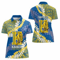 Personalized Kaiser Hawaii High School Women Polo Shirt Puakenikeni Lei Hawaiian Pattern LT14 - Polynesian Pride