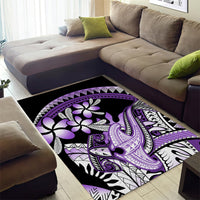 Purple Polynesian Area Rug Hammerhead Shark Tattoo Royal Plumeria Gradient Vibes LT14 - Polynesian Pride