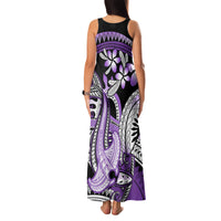 Purple Polynesian Family Matching Tank Maxi Dress and Hawaiian Shirt Hammerhead Shark Tattoo Royal Plumeria Gradient Vibes LT14 - Polynesian Pride