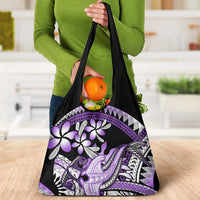 Purple Polynesian Grocery Bag Hammerhead Shark Tattoo Royal Plumeria Gradient