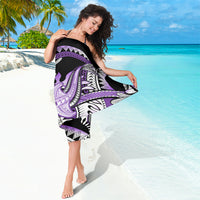 Purple Polynesian Sarong Hammerhead Shark Tattoo Royal Plumeria Gradient Vibes LT14 - Polynesian Pride