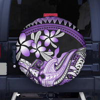 Purple Polynesian Spare Tire Cover Hammerhead Shark Tattoo Royal Plumeria Gradient Vibes LT14 - Polynesian Pride