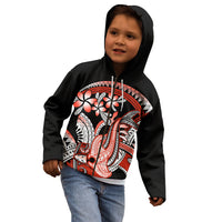 Red Polynesian Kid Hoodie Hammerhead Shark Tattoo Royal Plumeria Gradient Vibes LT14 - Polynesian Pride