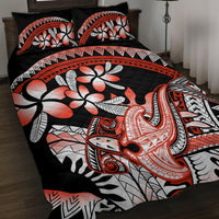 Red Polynesian Quilt Bed Set Hammerhead Shark Tattoo Royal Plumeria Gradient Vibes LT14 Red - Polynesian Pride