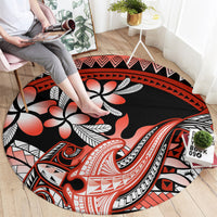 Red Polynesian Round Carpet Hammerhead Shark Tattoo Royal Plumeria Gradient Vibes LT14 - Polynesian Pride