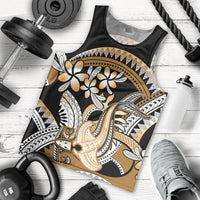 Gold Polynesian Hammerhead Shark Tattoo Men Tank Top Royal Plumeria Gradient Vibes LT14 - Polynesian Pride