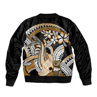 Gold Polynesian Hammerhead Shark Tattoo Sleeve Zip Bomber Jacket Royal Plumeria Gradient Vibes LT14 - Polynesian Pride