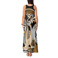 Gold Polynesian Hammerhead Shark Tattoo Tank Maxi Dress Royal Plumeria Gradient Vibes LT14 - Polynesian Pride