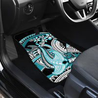 Turquoise Polynesian Hammerhead Shark Tattoo Car Mats Royal Plumeria Gradient Vibes LT14 - Polynesian Pride