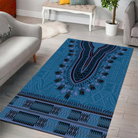 Blue African Dashiki With Fijian Tapa Pattern Area Rug