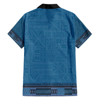 Blue African Dashiki With Fijian Tapa Pattern Family Matching Off Shoulder Maxi Dress and Hawaiian Shirt