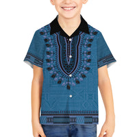 Blue African Dashiki With Fijian Tapa Pattern Family Matching Puletasi and Hawaiian Shirt LT14 Son's Shirt Blue - Polynesian Pride
