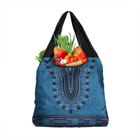 Blue African Dashiki With Fijian Tapa Pattern Grocery Bag