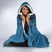 Blue African Dashiki With Fijian Tapa Pattern Hooded Blanket