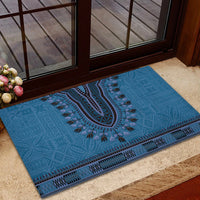 Blue African Dashiki With Fijian Tapa Pattern Rubber Doormat