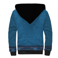 Blue African Dashiki With Fijian Tapa Pattern Sherpa Hoodie LT14 - Polynesian Pride
