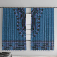 Blue African Dashiki With Fijian Tapa Pattern Window Curtain