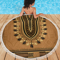 Brown African Dashiki With Fijian Tapa Pattern Beach Blanket
