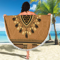 Brown African Dashiki With Fijian Tapa Pattern Beach Blanket
