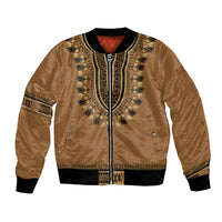 Brown African Dashiki With Fijian Tapa Pattern Bomber Jacket