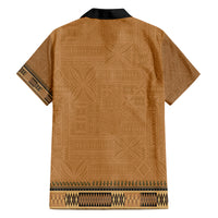 Brown African Dashiki With Fijian Tapa Pattern Family Matching Off The Shoulder Long Sleeve Dress and Hawaiian Shirt