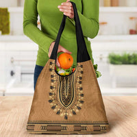 Brown African Dashiki With Fijian Tapa Pattern Grocery Bag