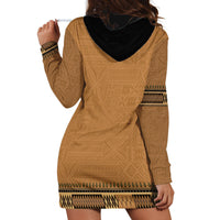 Brown African Dashiki With Fijian Tapa Pattern Hoodie Dress LT14 - Polynesian Pride