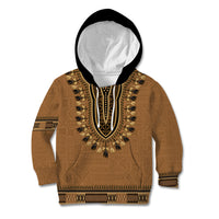 Brown African Dashiki With Fijian Tapa Pattern Kid Hoodie