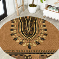 Brown African Dashiki With Fijian Tapa Pattern Round Carpet LT14 Brown - Polynesian Pride