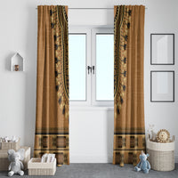 Brown African Dashiki With Fijian Tapa Pattern Window Curtain LT14 - Polynesian Pride