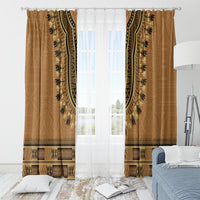Brown African Dashiki With Fijian Tapa Pattern Window Curtain LT14 - Polynesian Pride