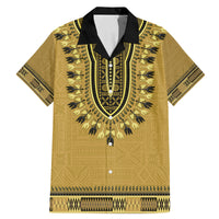 Gold African Dashiki With Fijian Tapa Pattern Family Matching Mermaid Dress and Hawaiian Shirt