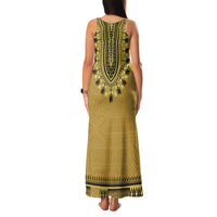 Gold African Dashiki With Fijian Tapa Pattern Family Matching Tank Maxi Dress and Hawaiian Shirt