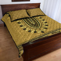 Gold African Dashiki With Fijian Tapa Pattern Quilt Bed Set