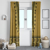 Gold African Dashiki With Fijian Tapa Pattern Window Curtain LT14 - Polynesian Pride