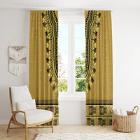 Gold African Dashiki With Fijian Tapa Pattern Window Curtain LT14 - Polynesian Pride