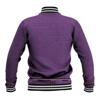 Purple African Dashiki With Fijian Tapa Pattern Baseball Jacket