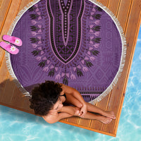 Purple African Dashiki With Fijian Tapa Pattern Beach Blanket