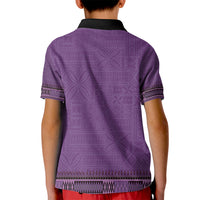 Purple African Dashiki With Fijian Tapa Pattern Kid Polo Shirt