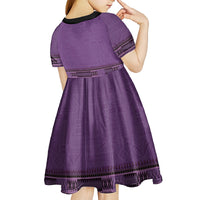 Purple African Dashiki With Fijian Tapa Pattern Kid Short Sleeve Dress LT14 - Polynesian Pride
