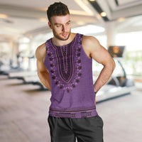 Purple African Dashiki With Fijian Tapa Pattern Men Tank Top LT14 Purple - Polynesian Pride