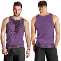 Purple African Dashiki With Fijian Tapa Pattern Men Tank Top LT14 - Polynesian Pride