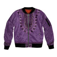 Purple African Dashiki With Fijian Tapa Pattern Sleeve Zip Bomber Jacket LT14 Unisex Purple - Polynesian Pride
