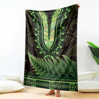 Lime Green African Dashiki With Aotearoa Maori Blanket Paua Shell Mix Silver Fern