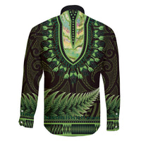 Lime Green African Dashiki With Aotearoa Maori Family Matching Puletasi and Hawaiian Shirt Paua Shell Mix Silver Fern LT14 - Polynesian Pride