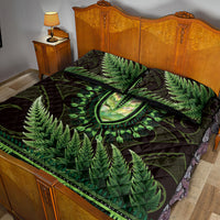 Lime Green African Dashiki With Aotearoa Maori Quilt Bed Set Paua Shell Mix Silver Fern