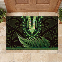 Lime Green African Dashiki With Aotearoa Maori Rubber Doormat Paua Shell Mix Silver Fern